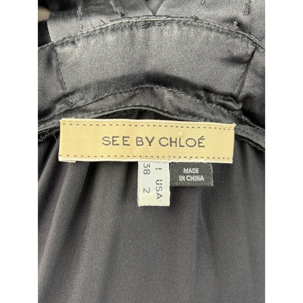 See by Chloé Black‎ Silk Shift Dress with Pockets Size US 2 - Picture 9 of 11